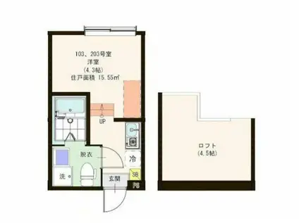 ハーモニーテラス西綾瀬VI(1K/1階)の間取り写真