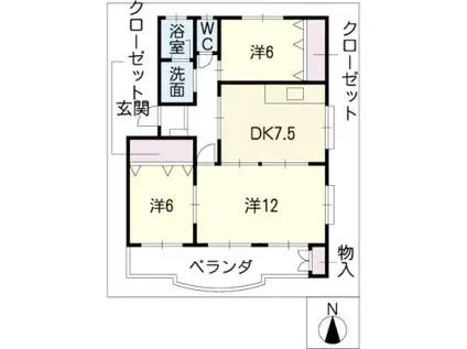 宮ハイツ(3DK/2階)の間取り写真