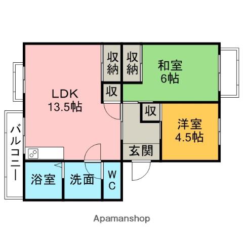 ドエル森下(2LDK/3階)の間取り写真
