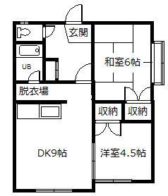 イーストタウン(2DK/2階)の間取り写真