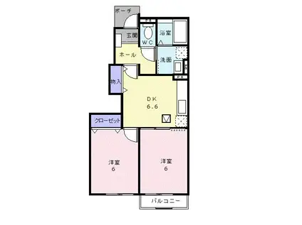 メゾン・アンソレイエ III(2DK/1階)の間取り写真