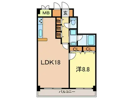 シャルム甲子園口(1LDK/2階)の間取り写真