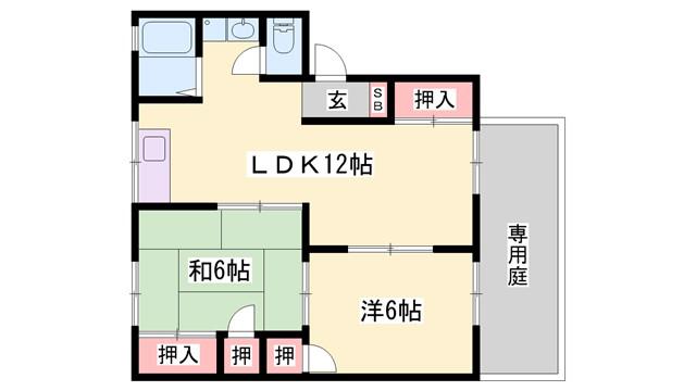 ファミール安室東 A棟(2LDK/2階)の間取り写真