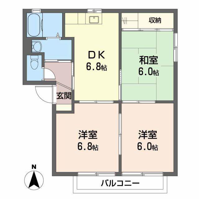 バリュージュM.M(3DK/2階)の間取り写真