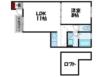 エスポワールA(1LDK/2階)の間取り写真