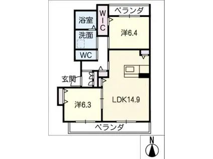 グラン ローザ(2LDK/2階)の間取り写真