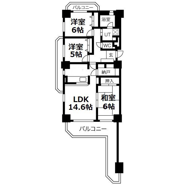 バンベール・グラン山手弐番館(3LDK/4階)の間取り写真