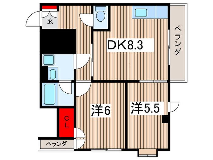 リラ・ピラミゼ(2DK/3階)の間取り写真