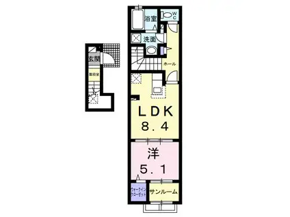 アンデスハイツII(1LDK/2階)の間取り写真