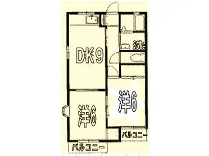 エフハウス(2DK/1階)の間取り写真