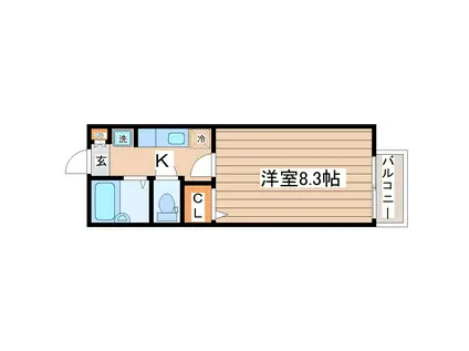 ハピネスT・S(1K/2階)の間取り写真