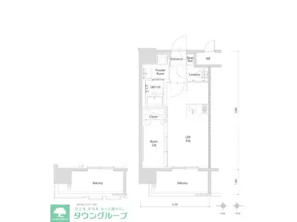 エンクレスト博多PARKSIDE(1LDK/7階)の間取り写真