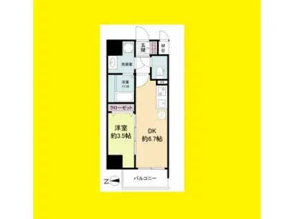 ソルテラス本庄西クレアスト(1DK/7階)の間取り写真