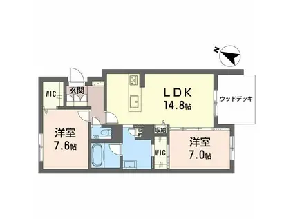 PREMIAS 上社(2LDK/1階)の間取り写真