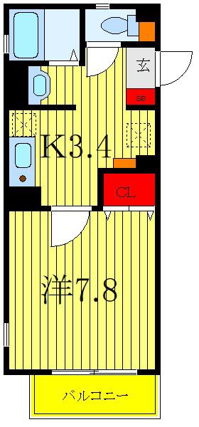ボンセジュール(1K/1階)の間取り写真