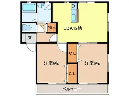 イマジンII(2LDK/2階)の間取り写真