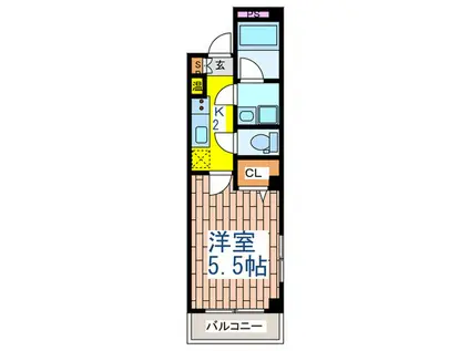 ブルーム南久ケ原(1K/2階)の間取り写真