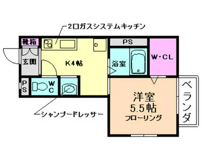 ベルメゾン(1K/1階)の間取り写真