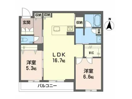 アルフラット オリーブ(2LDK/3階)の間取り写真