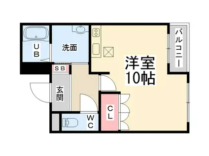 フローラ(ワンルーム/1階)の間取り写真