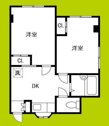 エレガンス5(2DK/3階)の間取り写真