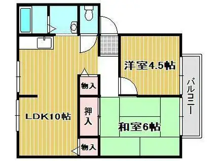 スイートパル山北(2LDK/1階)の間取り写真
