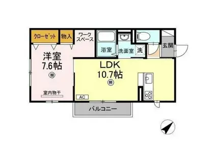 メゾン・ド・ソレイユ(1LDK/2階)の間取り写真