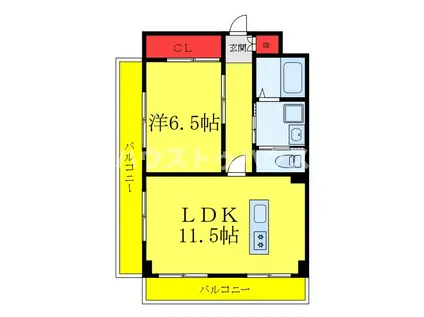 パル駒込(1LDK/4階)の間取り写真