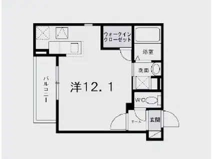 ヒカルサ神戸王塚台I(ワンルーム/1階)の間取り写真