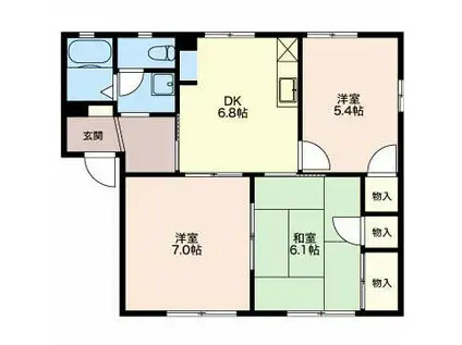 リヴェール瀬名(3DK/1階)の間取り写真