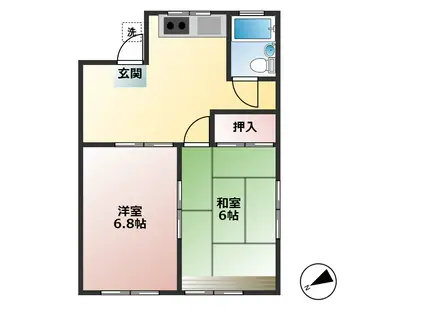 メゾン平(2DK/2階)の間取り写真