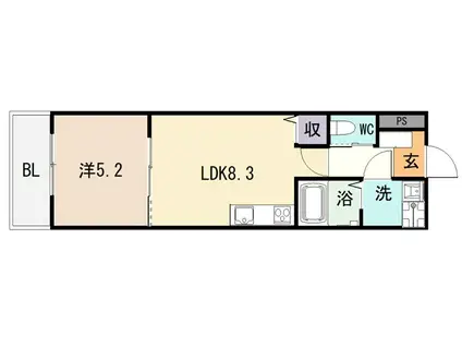 クレストメゾン(1LDK/3階)の間取り写真