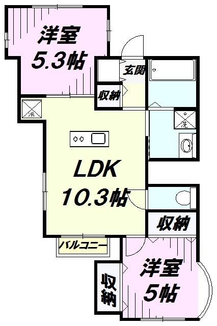 PAS A PAS(2LDK/2階)の間取り写真