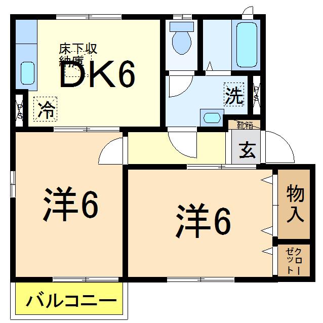 セジュールプラッツ(2DK/1階)の間取り写真