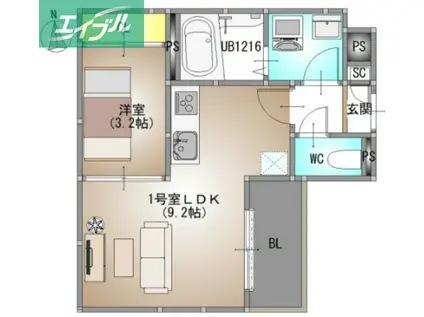 REGALEST TSUBAKI(1LDK/2階)の間取り写真