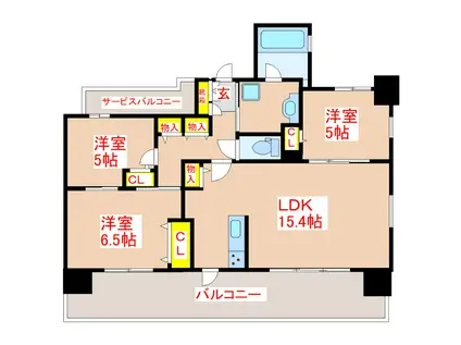 プレミスト中央町(3LDK/3階)の間取り写真
