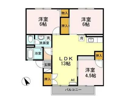 エクセルクローバー(3LDK/2階)の間取り写真