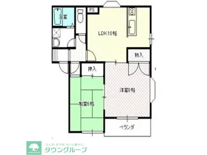 サンドミールB(2LDK/1階)の間取り写真