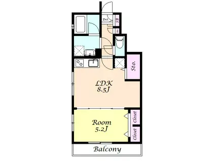 アローワン(1LDK/1階)の間取り写真