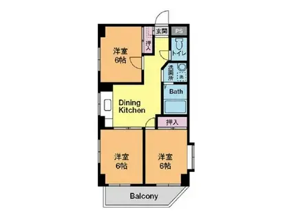 サムマンションズ厚木(3DK/4階)の間取り写真