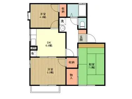 リトルバレーハイム(3DK/2階)の間取り写真