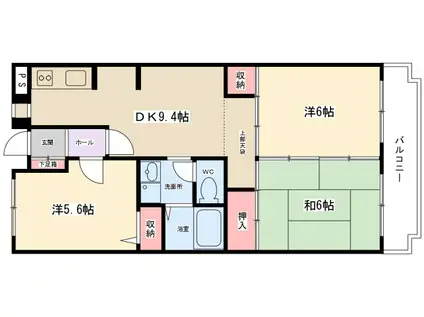 サンドエル(3DK/4階)の間取り写真