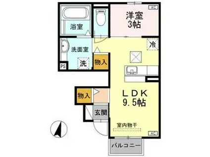 アルヴィータ上地(1LDK/1階)の間取り写真