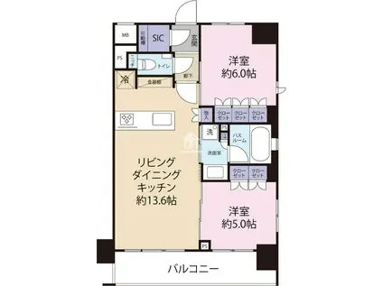 オープンレジデンシア代々木(2LDK/2階)の間取り写真