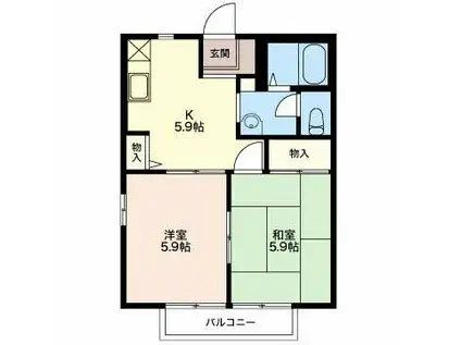 プランドール赤代 B(2K/2階)の間取り写真