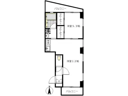 MGフラッツ(1LDK/2階)の間取り写真