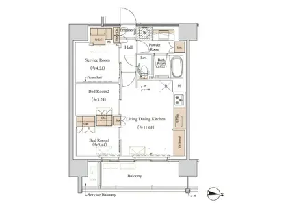 ブランシエスタ木場(4LDK/3階)の間取り写真