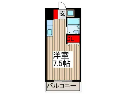 フローラ(ワンルーム/2階)の間取り写真