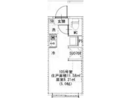SUNNY HILLS 新小岩(ワンルーム/1階)の間取り写真