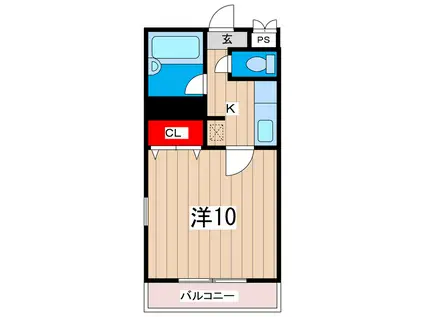 レジデンスわかば(1K/2階)の間取り写真